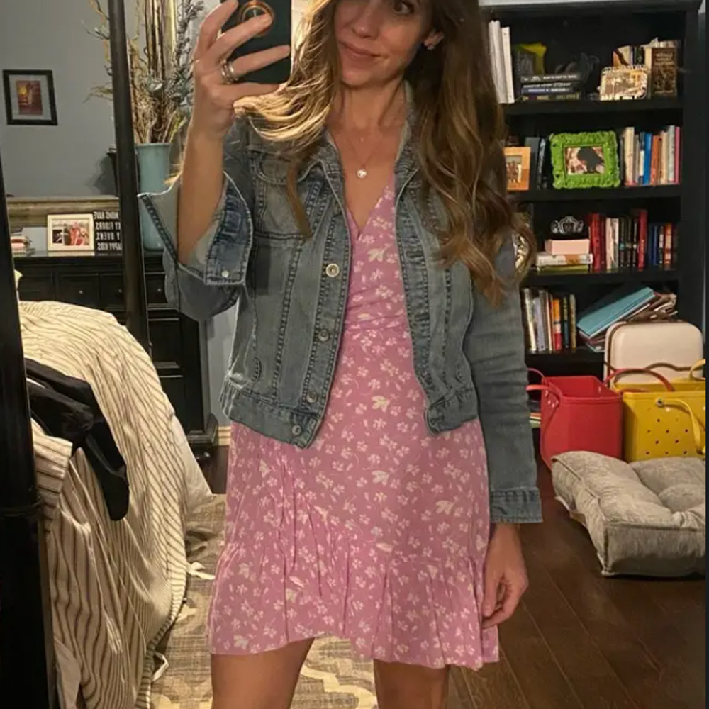 J.Crew Pink Floral Faux Wrap Mini Dress SIZE 2 Ruffle Business Casual Party $80 - Picture 5 of 11